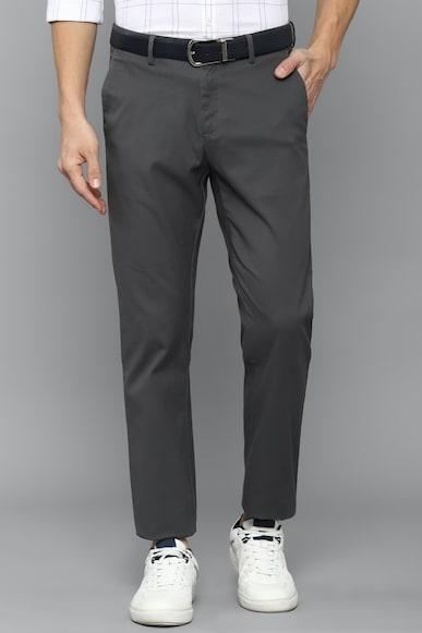 Men Grey Regular Fit Solid Casual Trousers