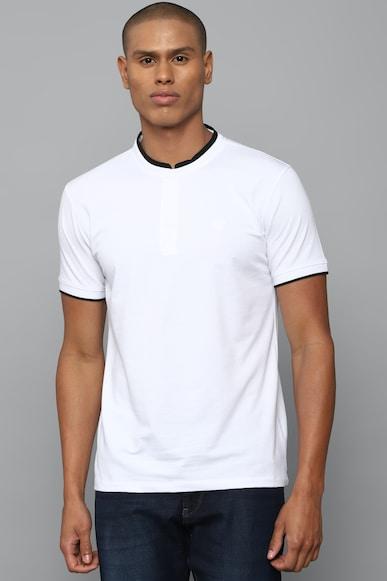 Men White Solid Stylized Neck T-shirt
