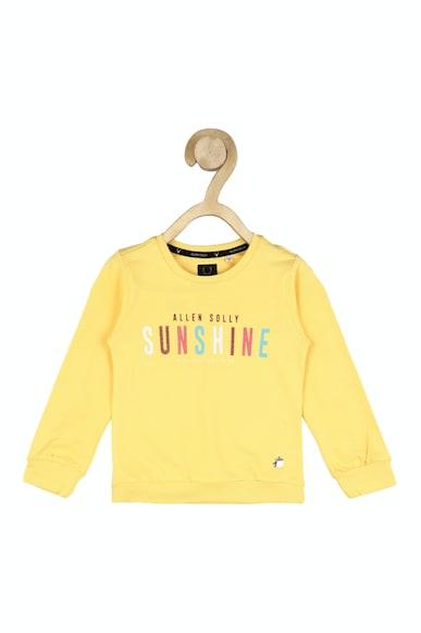Girls Yellow Print Regular Fit Sweatshirt