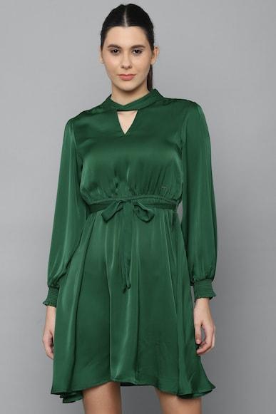 women-green-solid-casual-dress