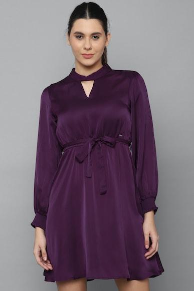 women-purple-solid-casual-dress