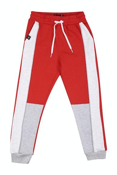 Boys Red Regular Fit Patterned Track Pants