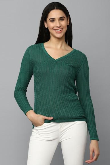 women-green-textured-casual-top