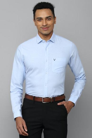 Men Blue Slim Fit Solid Full Sleeves Formal Shirts