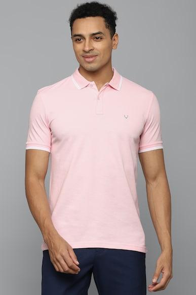 Men Pink Solid Polo Neck T-shirt