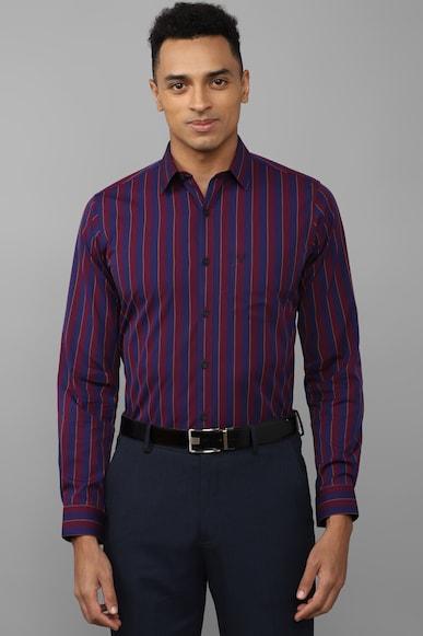 Men Purple Slim Fit Stripe Full Sleeves Formal Shirts