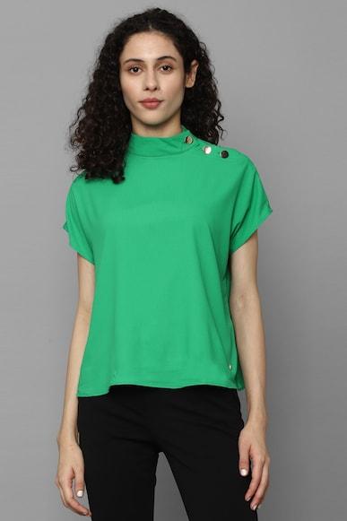 women-green-solid-casual-top