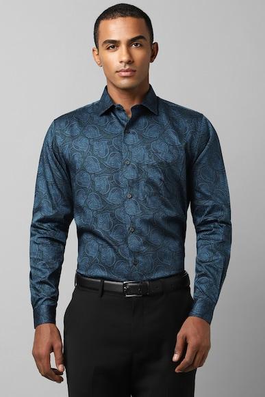 men-blue-slim-fit-print-full-sleeves-formal-shirts