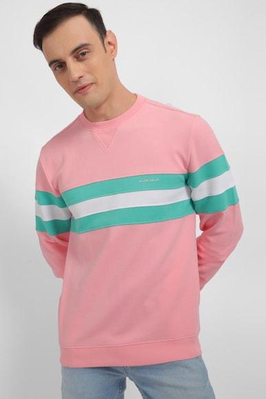 Men Pink Crew Neck Full Sleeves Casual Sweatshirt