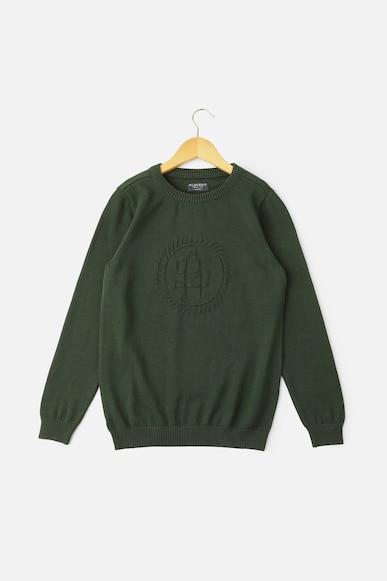 Boys Green Solid Regular Fit Sweater