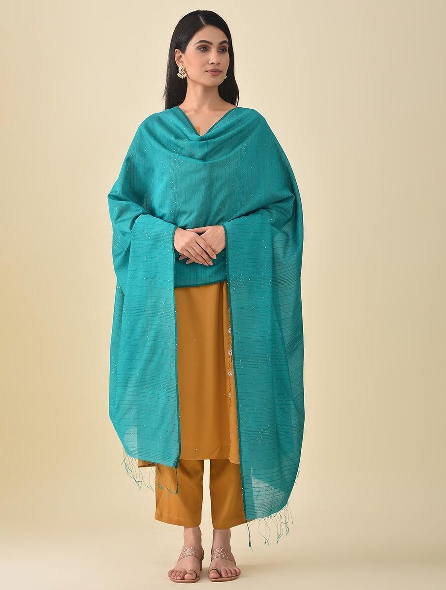 women-green-silk-hand-woven-dupatta