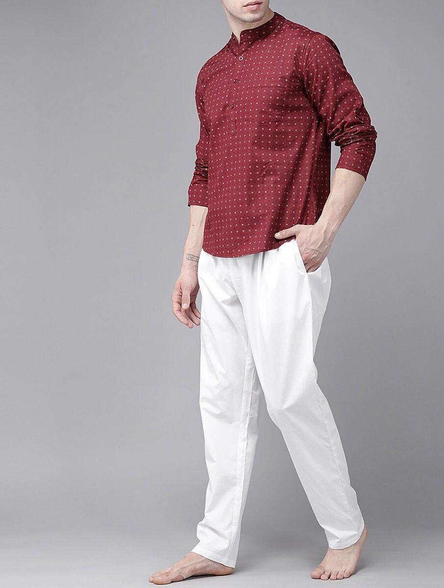 men-white-cotton-solid-ankle-length-straight-fit-pants