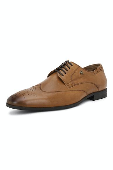 Men Brown Leather Derby Shoes