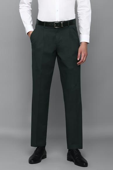 men-green-classic-fit-solid-pleated-formal-trousers