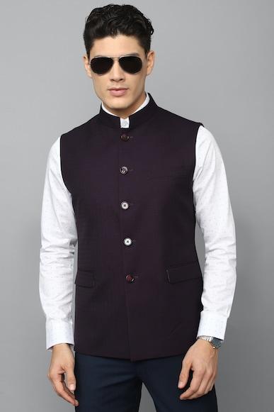 Men Purple Print Slim Fit Party Nehru Jacket