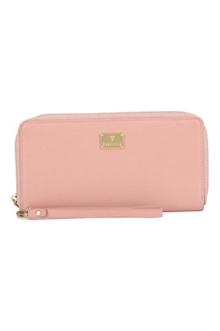 Pink Textured Casual PV Women Wallet