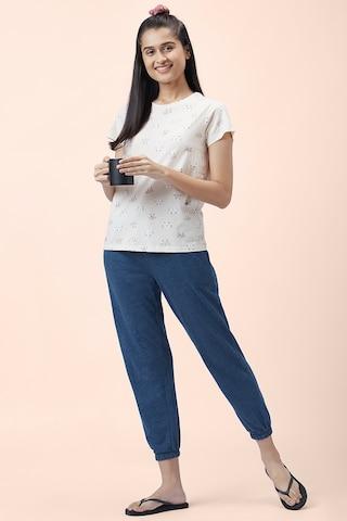 cream-printed-sleepwear-short-sleeves-round-neck-women-comfort-fit-top
