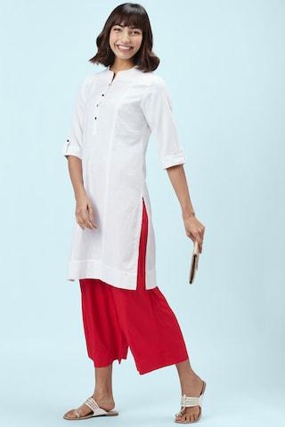 Red Solid Full Length Casual Women Regular Fit Palazzo
