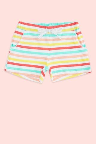 Multi-coloured Stripe Thigh-Length Casual Girls Regular Fit Shorts