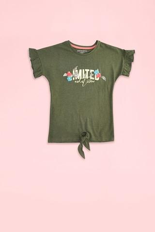 olive-printed-casual-short-sleeves-round-neck-girls-regular-fit-t-shirt