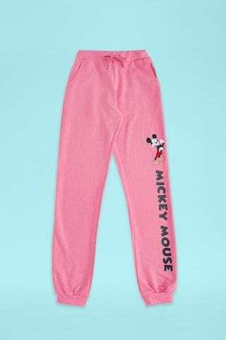 Pink Printed Full Length Casual Girls Regular Fit Track Pants
