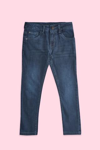 Blue Solid Full Length Casual Boys Tapered Fit Jeans