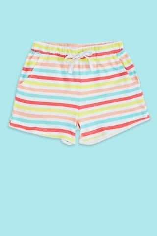 Multi-coloured Stripe Knee Length Casual Girls Regular Fit Shorts