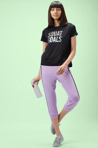 Lilac Solid Calf-Length Active Wear Women Slim Straight Fit Capri