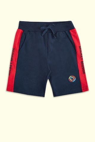Navy Printed Knee Length Casual Boys Regular Fit Shorts