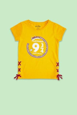 yellow-printed-casual-short-sleeves-round-neck-girls-regular-fit-t-shirt