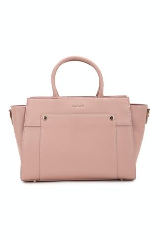 Pink Solid Casual Polyurethane Women Handbag
