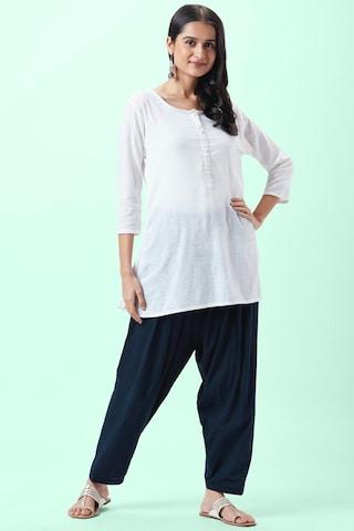 Medium Blue Solid Ankle-Length Casual Women Regular Fit Salwar
