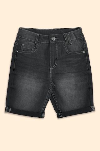 Black Solid Thigh-Length Casual Boys Regular Fit Shorts