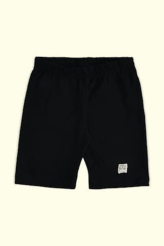 Black Solid Knee Length Casual Girls Regular Fit Shorts