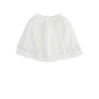 White Embroidered Knee Length Casual Girls Regular Fit Skirt