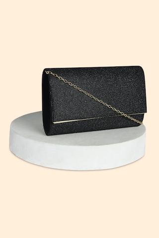Black Shimmer Casual Polyester Women Clutch