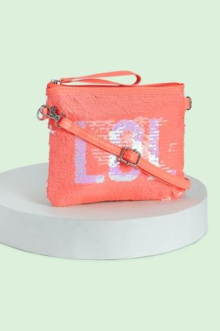 Peach Shimmer Casual PU Girls Small Bag