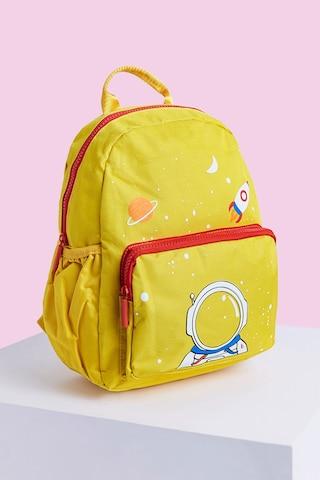 Yellow Printeded Casual Polyester Boys Backpack