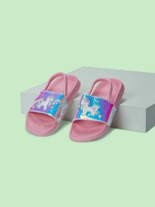 Pink Unicorn Printeded Casual Girls Pool Slide