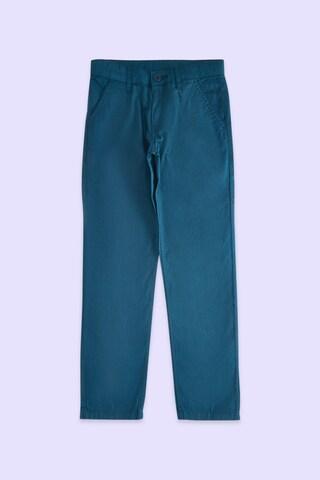 Medium Blue Solid Mid Rise Casual Boys Regular Fit Trousers