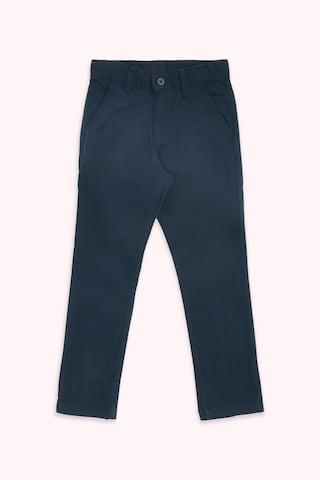 Navy Solid Full Length Mid Rise Party Boys Regular Fit Trousers