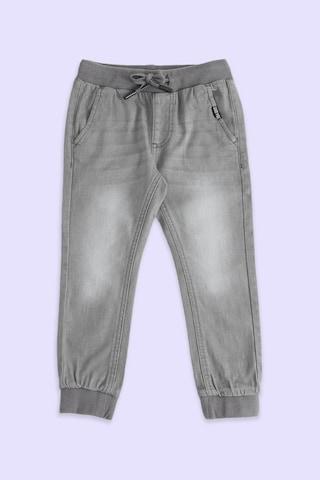 Light Grey Solid Ankle-Length Mid Rise Casual Boys Tapered Fit Jeans