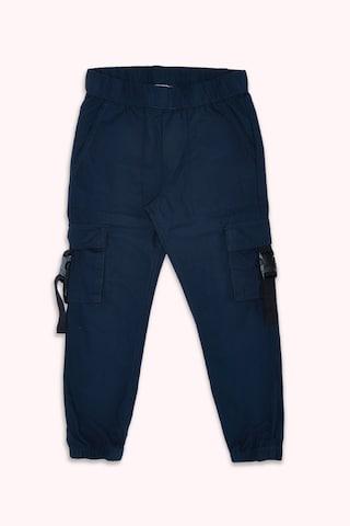 Navy Solid Full Length Mid Rise Casual Boys Regular Fit Trousers