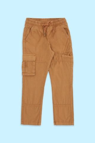 Rust Solid Full Length Mid Rise Casual Boys Regular Fit Trousers