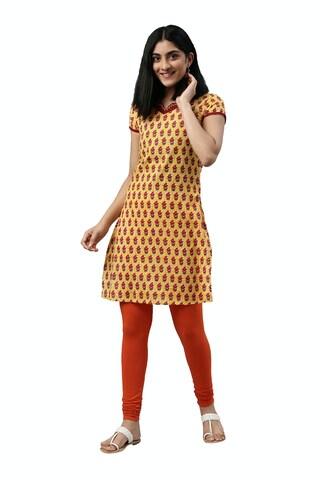 Orange Solid Full Length Ethnic Women Slim Fit Churidar
