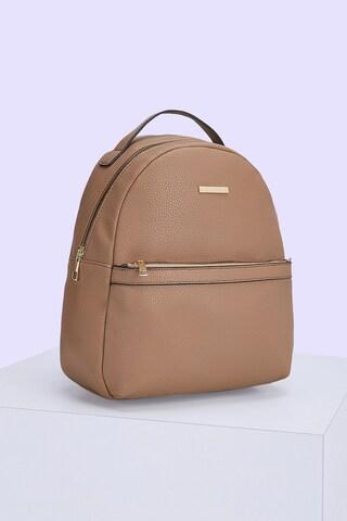 brown-textured-casual-pu-women-backpack