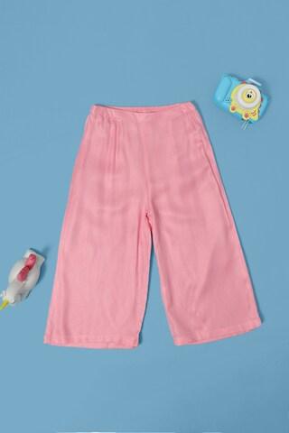 Pink Solid Calf-Length Mid Rise Casual Girls Culottes