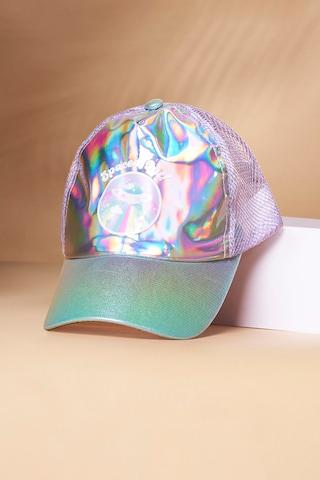 Lilac Print Polyester Caps