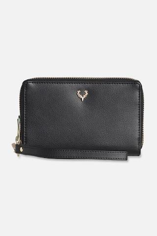 black-textured-casual-polyurethane-women-wallet