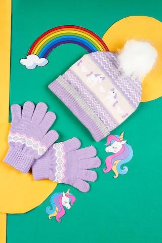 Lilac  Acrylic, Spandex, Polyester, Rubber, Spandex Cap & Gloves Set